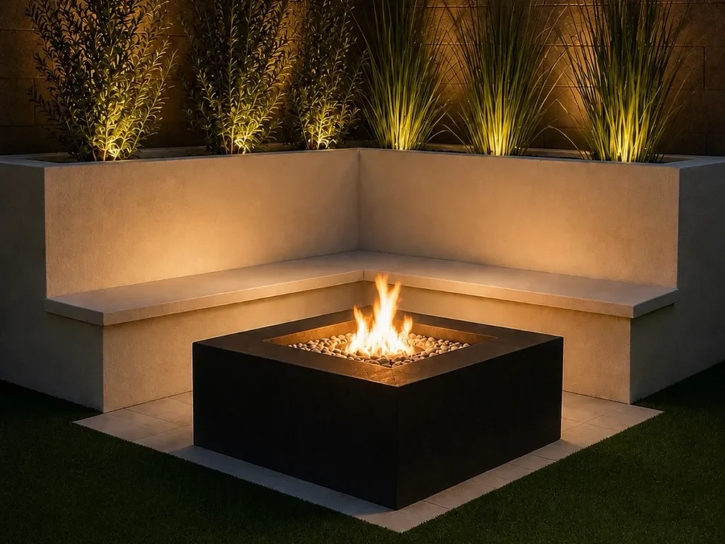 Fire Pit with Outdoor Lighting