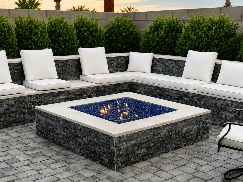 Square Fire pit and stone
